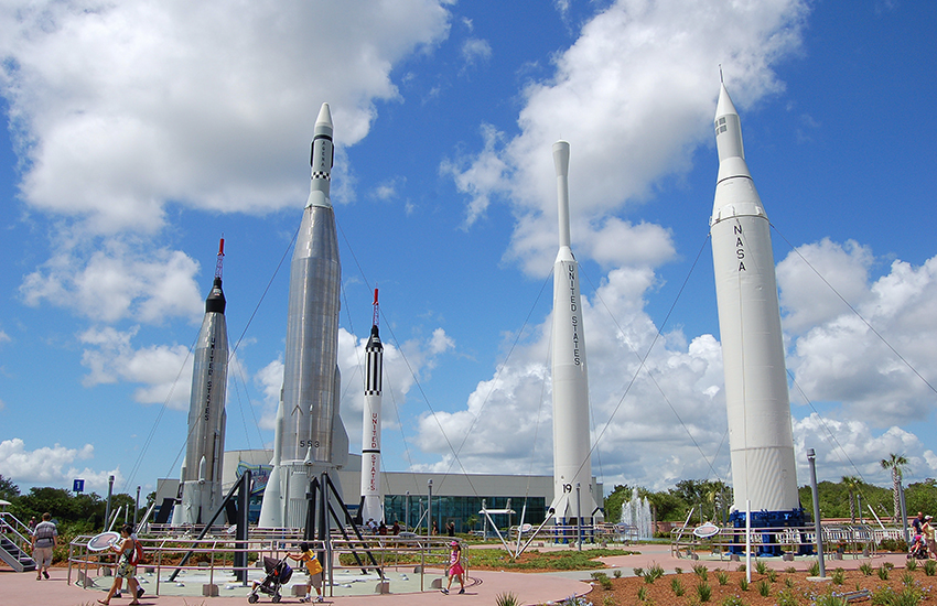 Warm family summer vacation place is Cape Canaveral in Florida